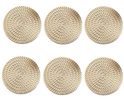 LAIYOHO 6-pack onderzetters – Gouden onderzetters van PVC, antislip en warmte-isolerend met uitsparing, tafelbeschermer voor borden, koffie, kopjes in keuken en huis, 10x10cm