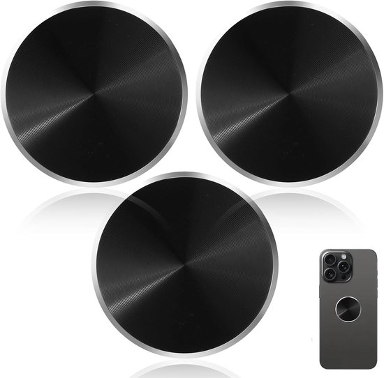 YGKJ 4 stuks metalen platen met 3 m lijm voor magnetische autotelefoonhouder/autohouder magnetische universele metalen plaat voor smartphone (2 rond en 2 rechthoekig) (zilver