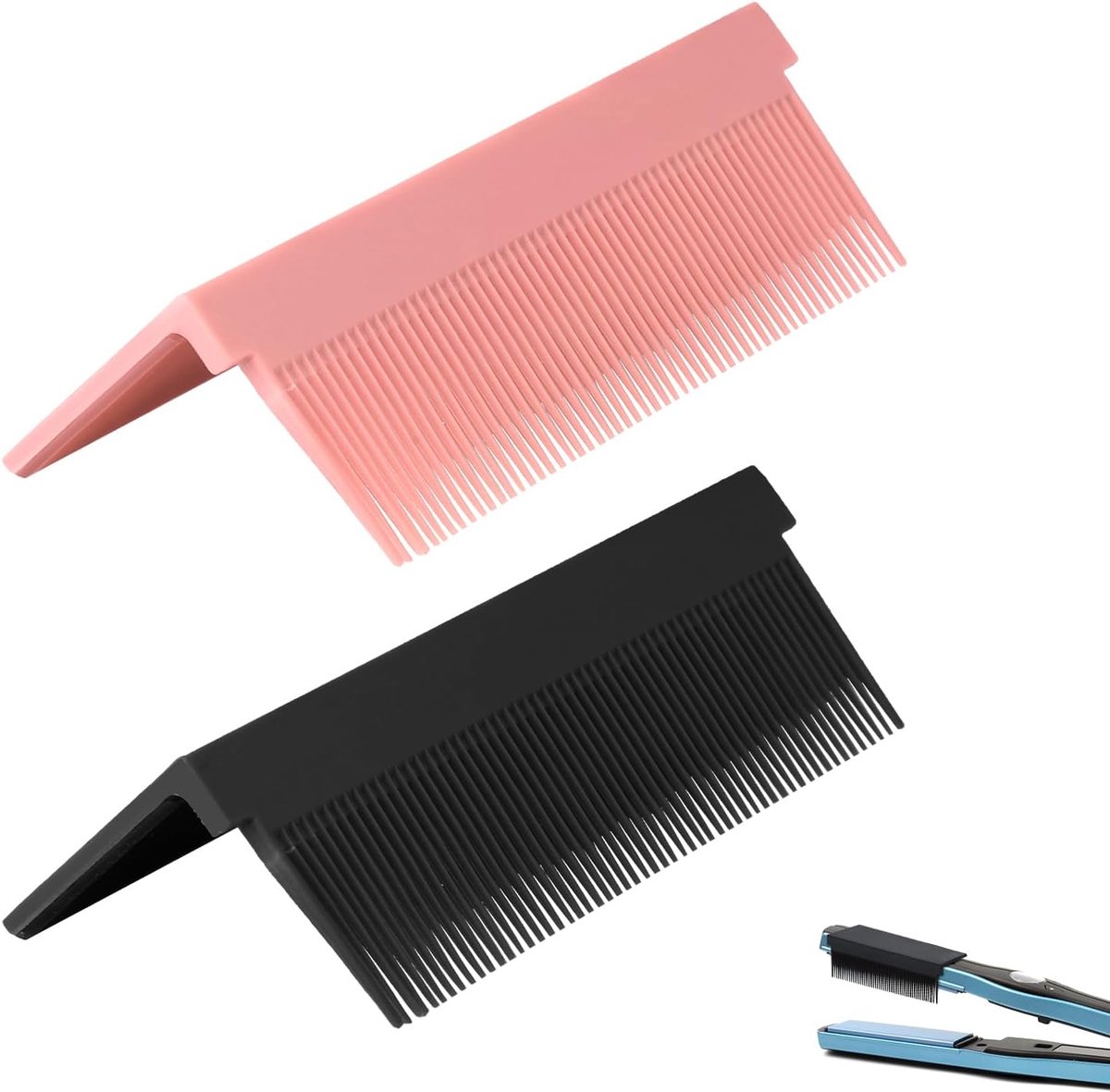 2pcs Straightening Comb Accessoires - Haarstijl - Haardressing Salon (Zwart, Roze)