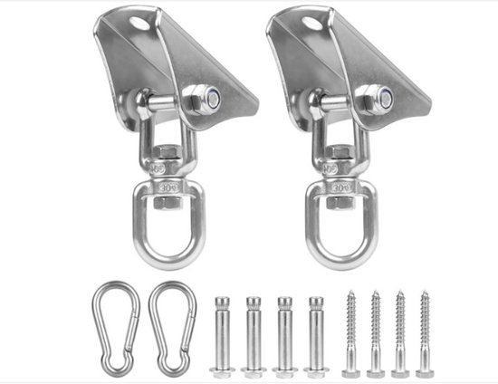 Foto: Wnhb plafondhaken zwaar belastbaar 450 kg set van 2 met schroeven 360 graden draaibaar roestvrij staal ophanghaak voor schommel hangstoel hangmat bokszak