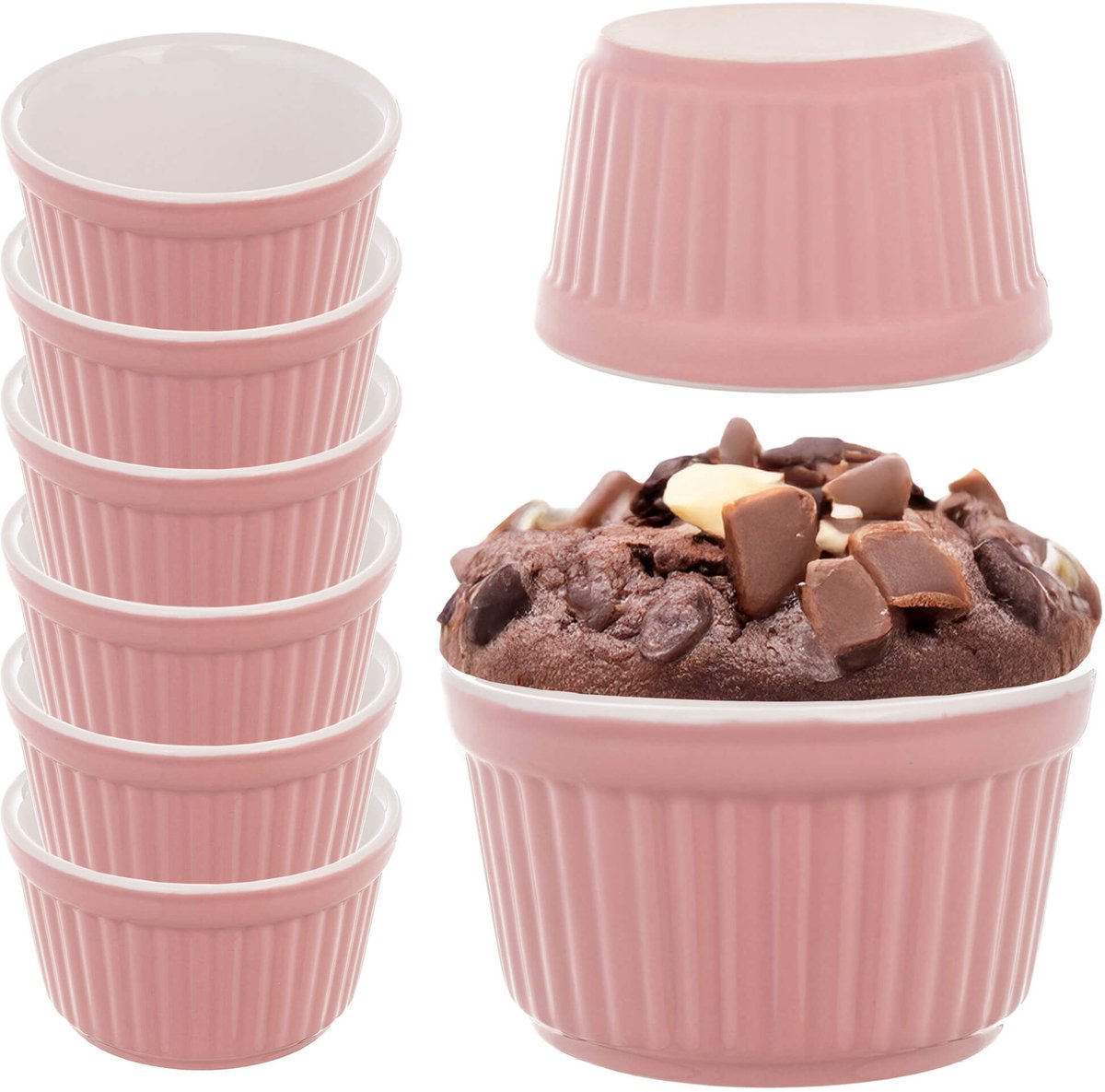 Maes keramische ovenschaal 9 x 5 cm roze 6 st.