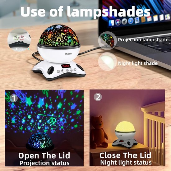 RFWR® Projector met Sterrenhemel - Nachtlamp met Muziek en 8 Lichtmodi voor Kinderen van RFWR — afbeelding 2
