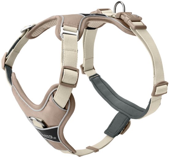 Beige hondentuigje van Hunter, gedetailleerd met reflecterende randen.