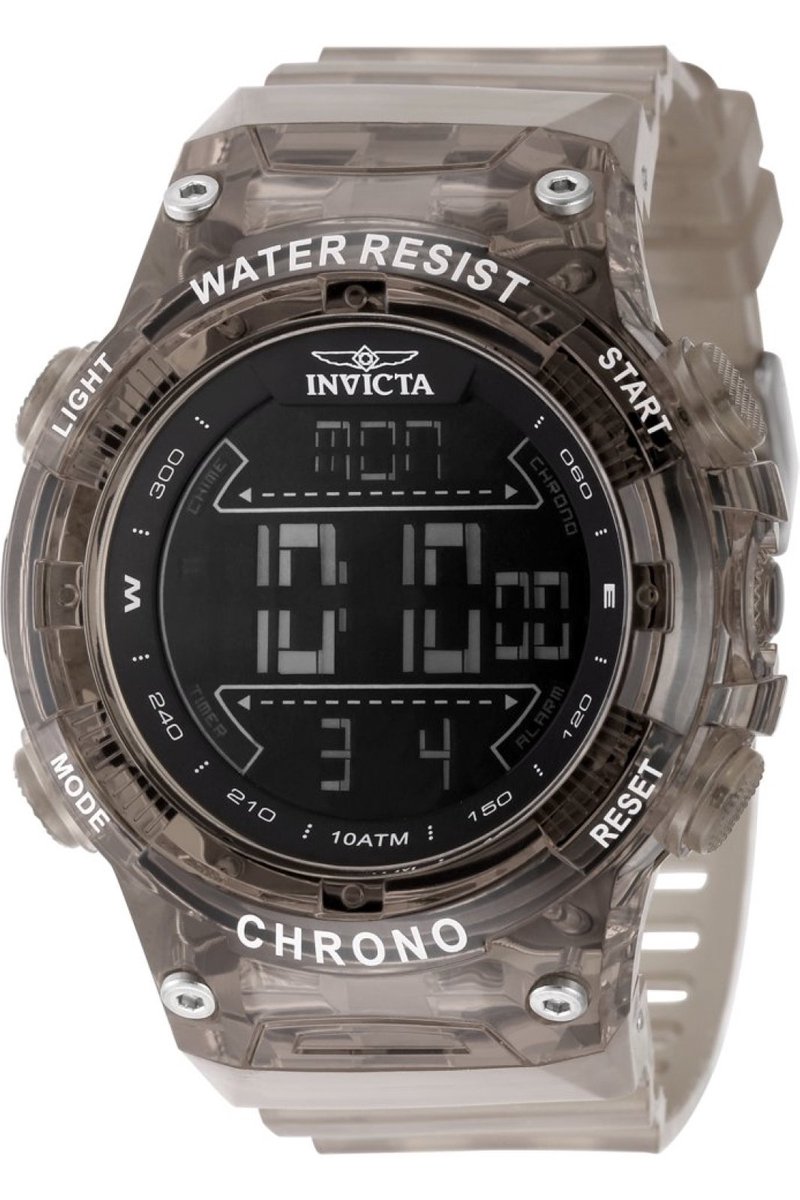 Invicta Racing 49043 Heren Horloge - Waterdicht - Digitaal - Quartz Uurwerk - Plastic met zwarte Wijzerplaat - 52mm