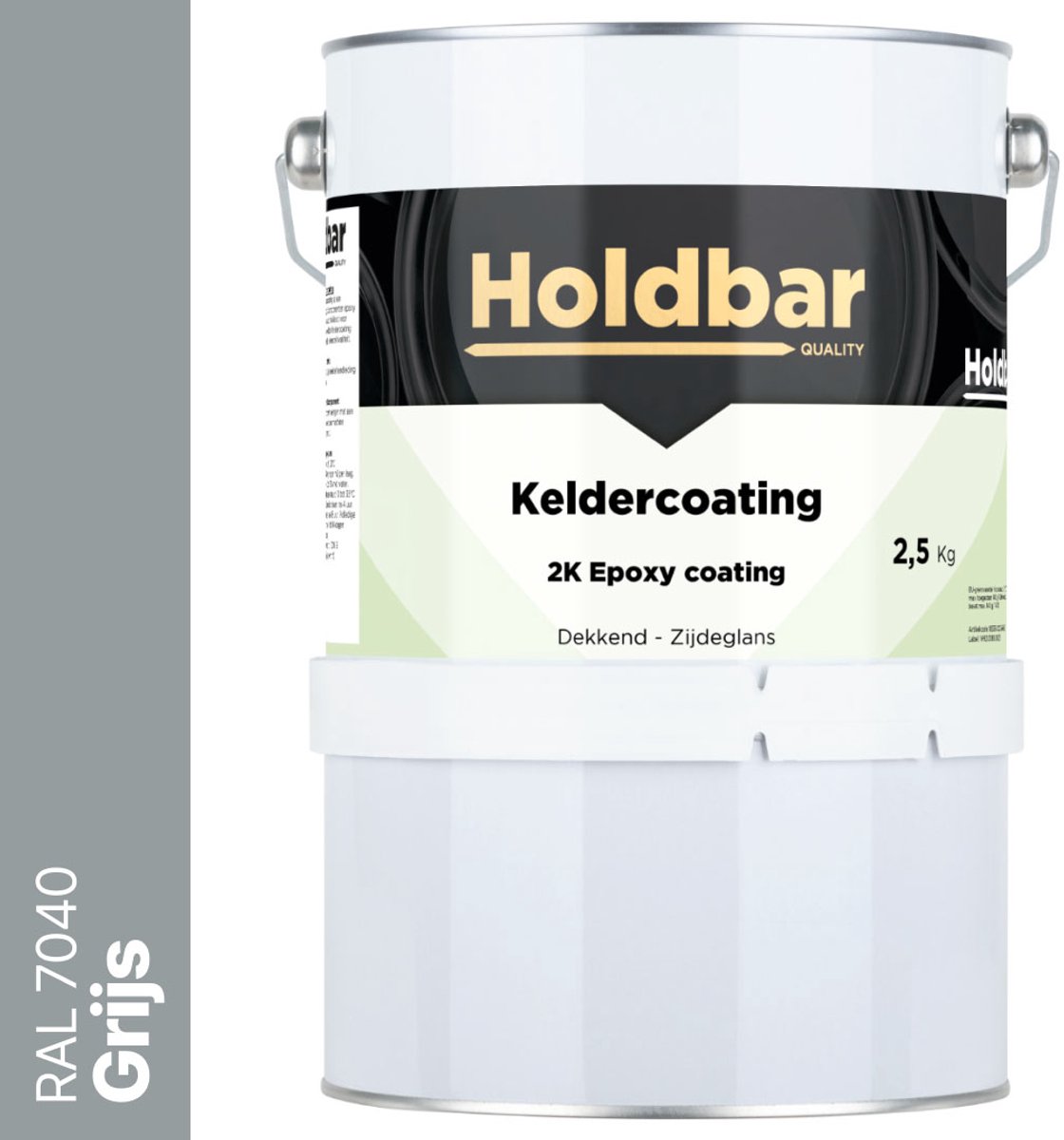 Holdbar Keldercoating Grijs (RAL 7040) 2,5 kg - Kelder waterdicht maken - Alle Kleuren - Kelder Epoxy - Krasvast - Eenvoudig reinigbaar - Vochtregulerend - 2 Componenten