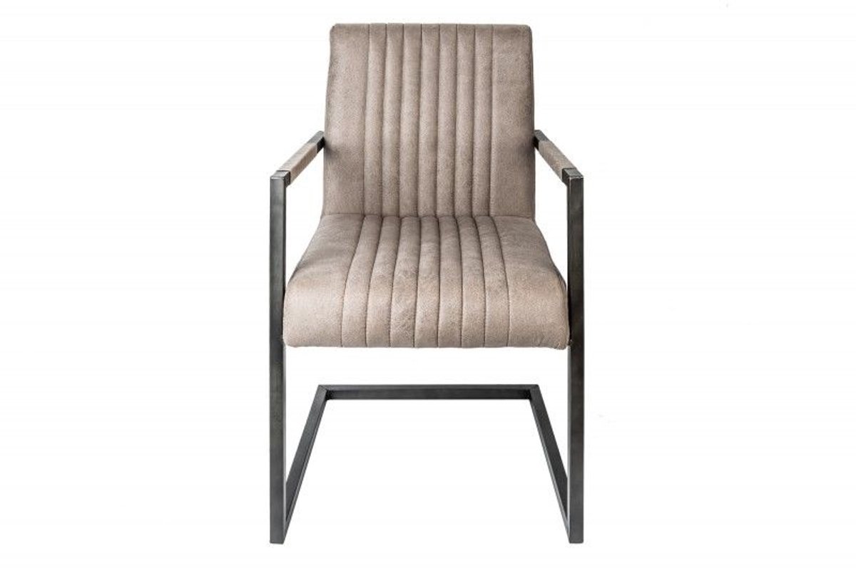 Moderne sledefauteuil BIG ASTON taupe geborsteld ijzeren frame - 39055