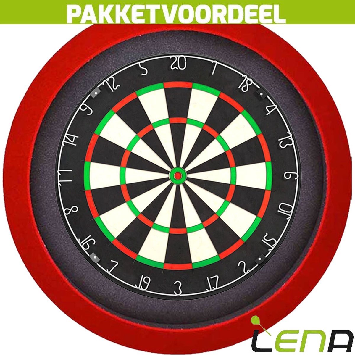 Lena Professional Dartbord + Lena Dartbordverlichting Basic (Rood)