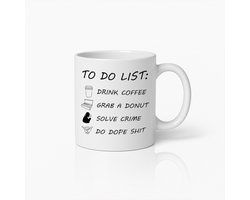 Grappige Koffiemok met To-Do Lijst Tekst – Humoristisch Cadeau voor Koffieliefhebbers, Vrienden & Collega’s