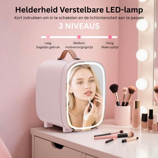 Skincare Fridge 4L - Organizer - Make up Koelkast - Beauty Fridge - Roze — afbeelding 5