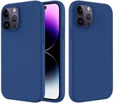 Coque iPhone 14 Pro Max - Coque arrière en Siliconen mat MobyDefend - Blauw - Coque pour téléphone portable - Coque de téléphone adaptée à : iPhone 14 Pro Max