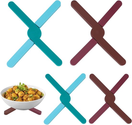 MIKOMO Set van 3 pannenlappen van siliconen, hittebestendig, modern design, keukenhulpset, multifunctioneel, antislip, vaatwasmachinebestendig, ronde pannenonderzetters in 3 kleuren
