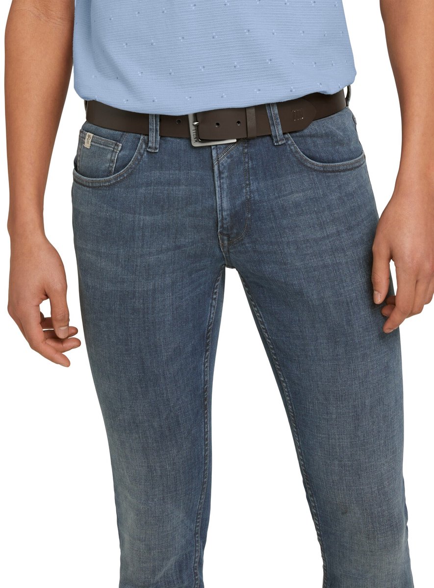 Tom Tailor Denim - TTSAM leren riem met vierkante gesp - Maat 100 - brown uni