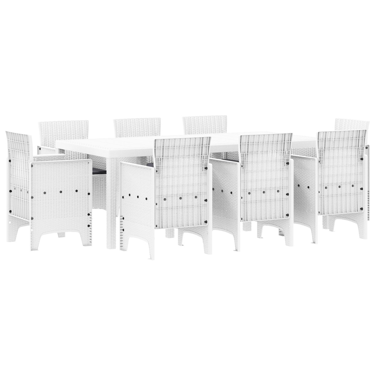 vidaXL - Tuin - Eettafel - Set - 9 - st - Wit - Polypropyleen