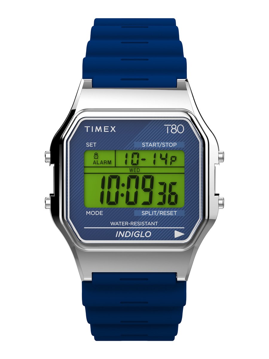Timex T80 TW2V41200 Horloge - Kunststof - Blauw - Ø 34 mm