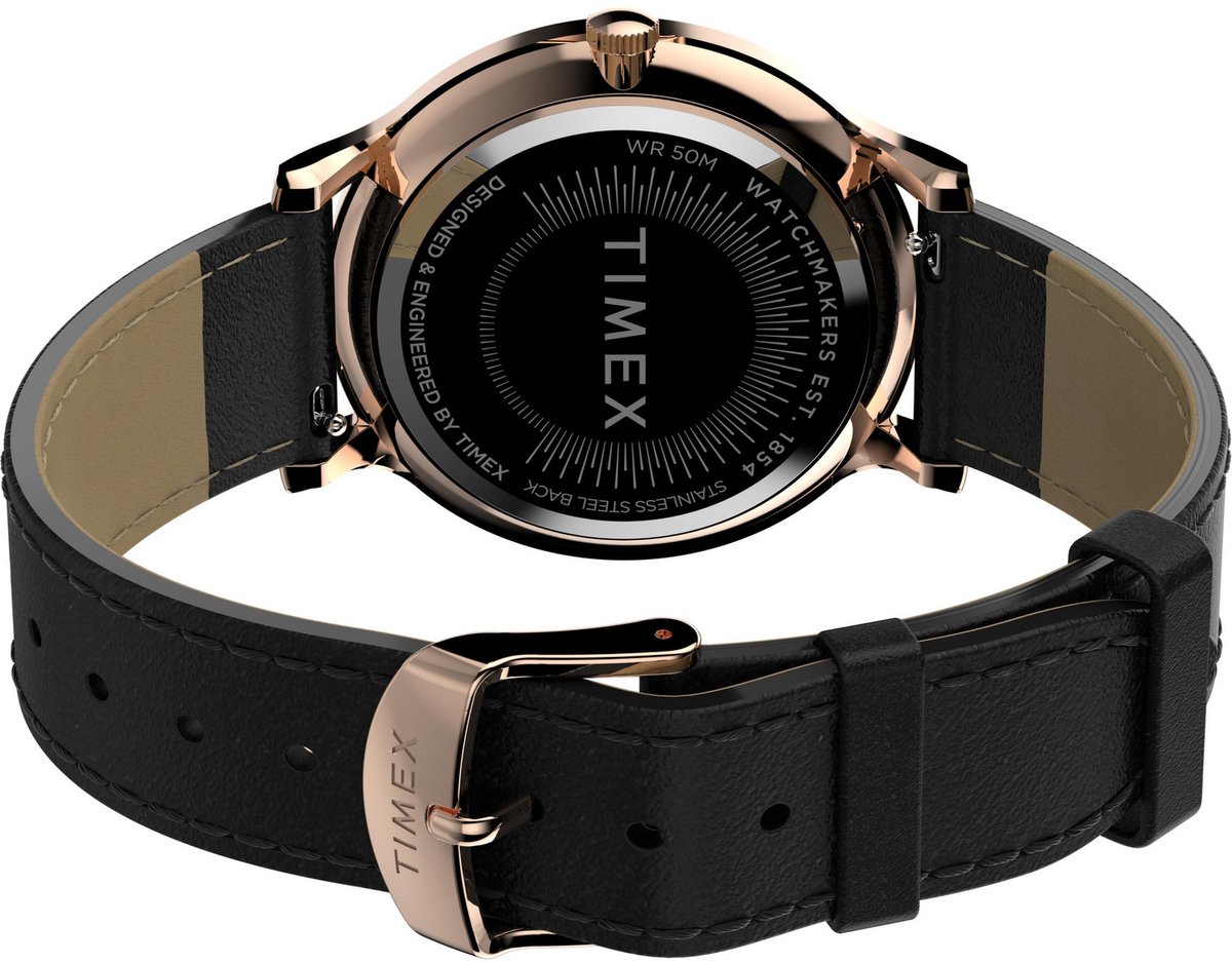 Timex Transcend Analoog Horloge Zwart Case: 100% Low Lead Brass | Armband: 100% Leather 38 mm TW2W19800AJ