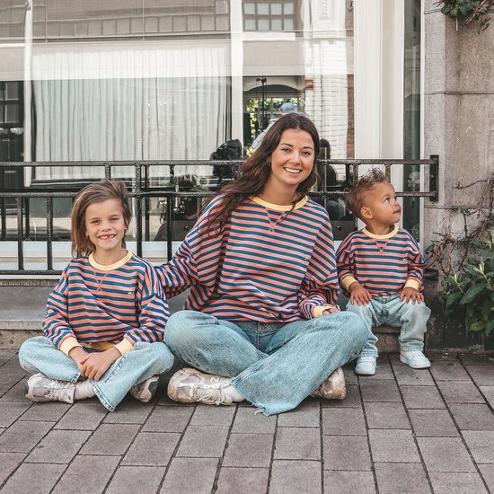 Tricot français à rayures | Sweat | Bleu | Rose | Pull oversize | Enfants unisexes | Vos souhaits