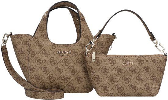 GUESS Sac à main Sac à épaule bandoulière Calista 2 in 1 Mini Tote Latte Logo Marron clair