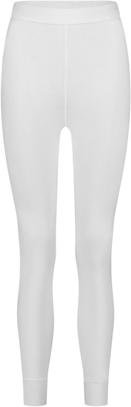 Witte thermolegging, achterkant, met geribde boorden.