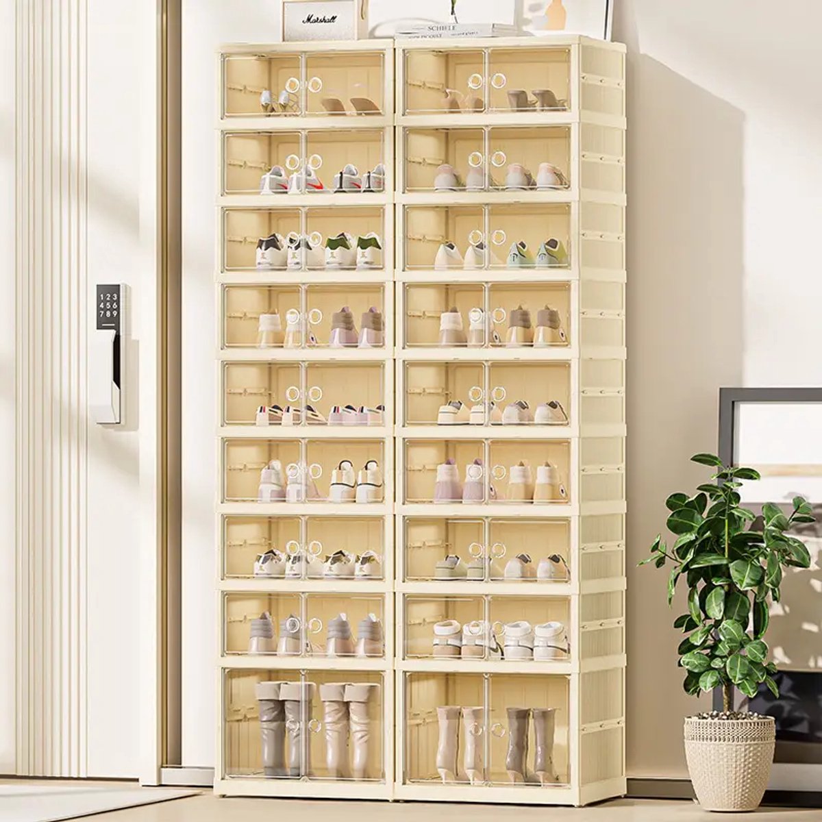 Schoenenkast Met Deuren - voor 18 Paar - Wit - Ruim Schoenenrek voor Opslag – Opbergsysteem - Ideaal voor Organisatie - Stijlvol en Compact Design