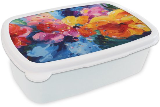 Broodtrommel Wit - Lunchbox Golvend - Energie - warm - Brooddoos 18x12x6 cm - Brood lunch box - Broodtrommels voor kinderen en volwassenen