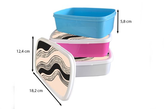 Lunch Box Wit - Lunch Box Vagues - Zwart - Couleur Sable - Lunch Box 18x12x6 cm - Lunch Box Pain - Boîtes à pain pour Enfants et Adultes