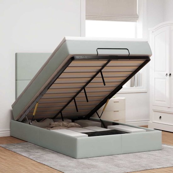 vidaXL - Ottoman - lit - avec - matelas - 120x190cm - velours - gris clair