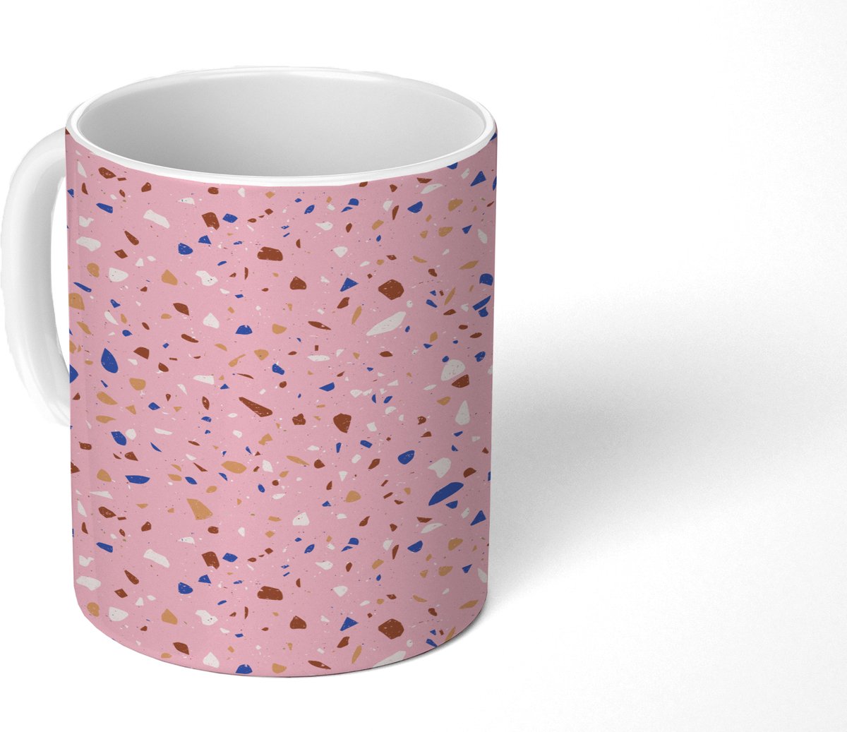 Mok - Koffiemok - Terrazzo - Patroon - Kleurrijk - Roze - Mokken - 350 ML - Beker - Koffiemokken - Theemok