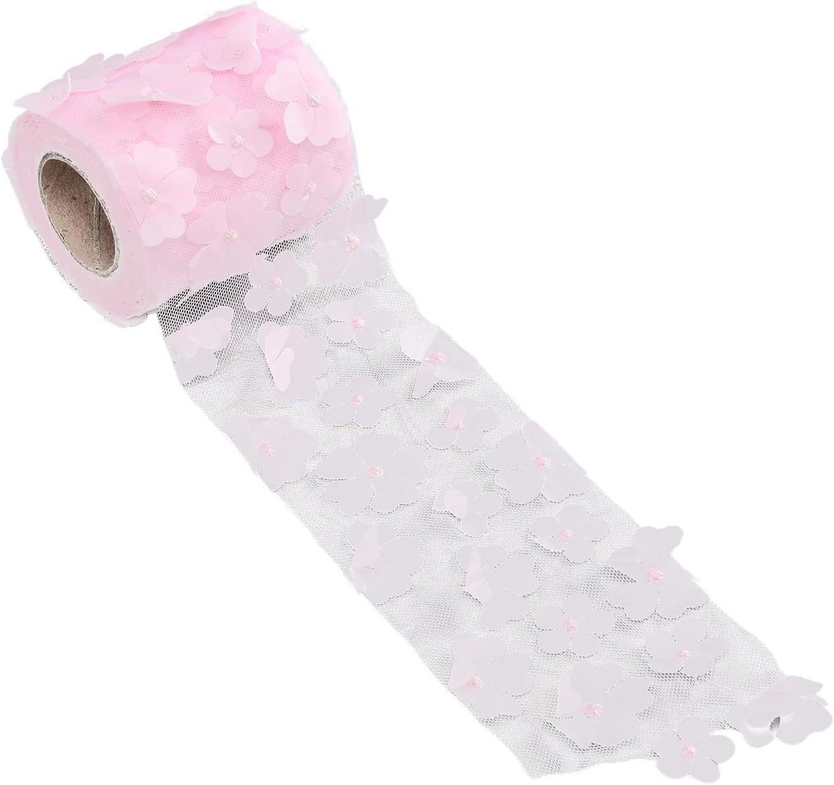 ByShane - Bloemen tule rollen 8 cm - roze lint stof - decoratieve bloemblad stof - 10 meter rol lengte