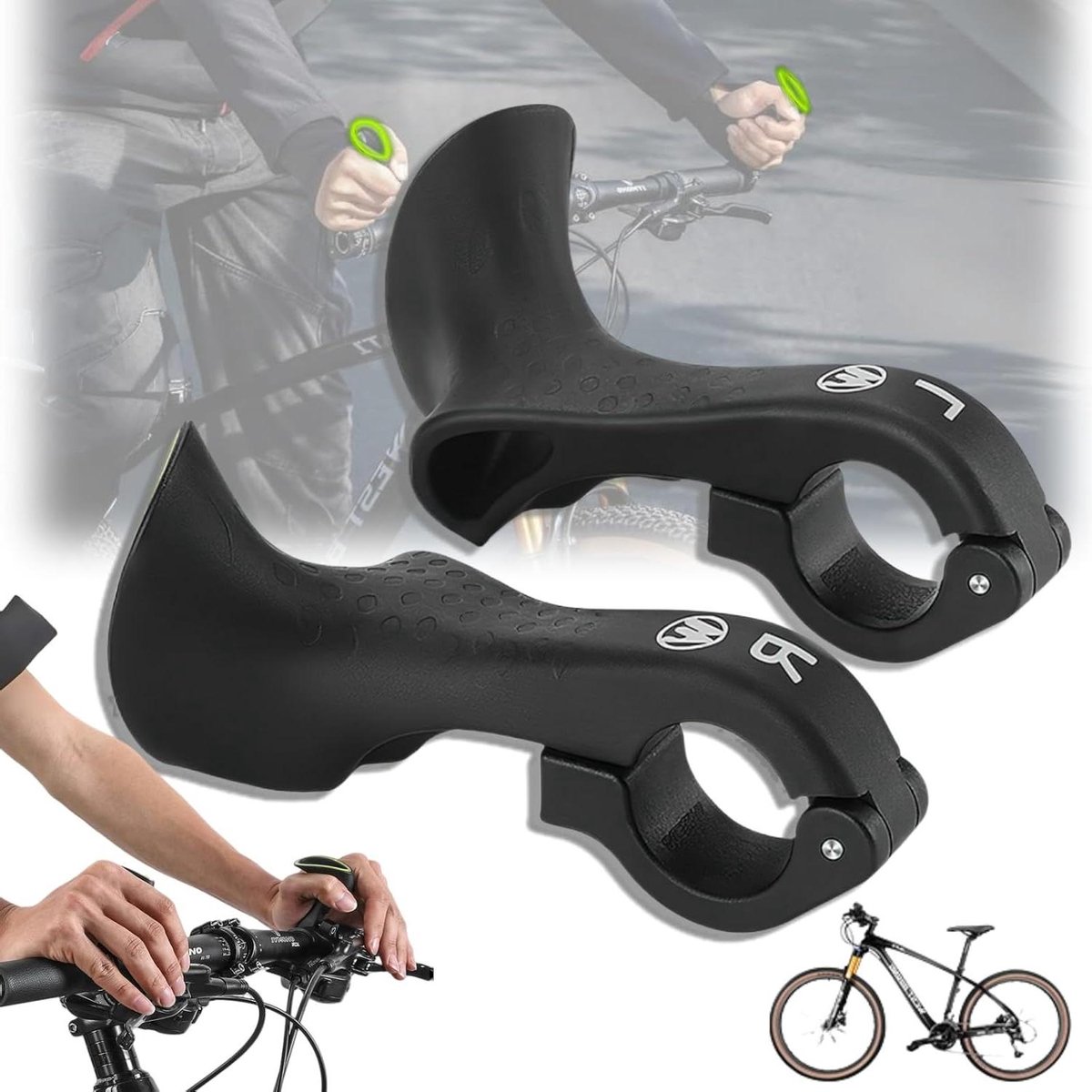 ByShane - Ergonomische MTB Fiets Handvatten - Anti-slip - Comfortabel - Lichtgewicht - Geschikt voor 21.8-22.8mm - Zwart - 1 Paar
