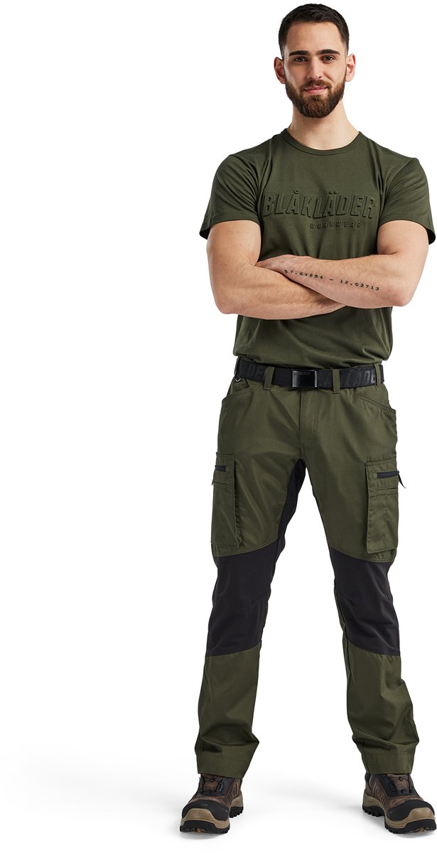 Blaklader Service werkbroek met stretch 1459-1845 - Donker herfstgroen/Zwart - D120