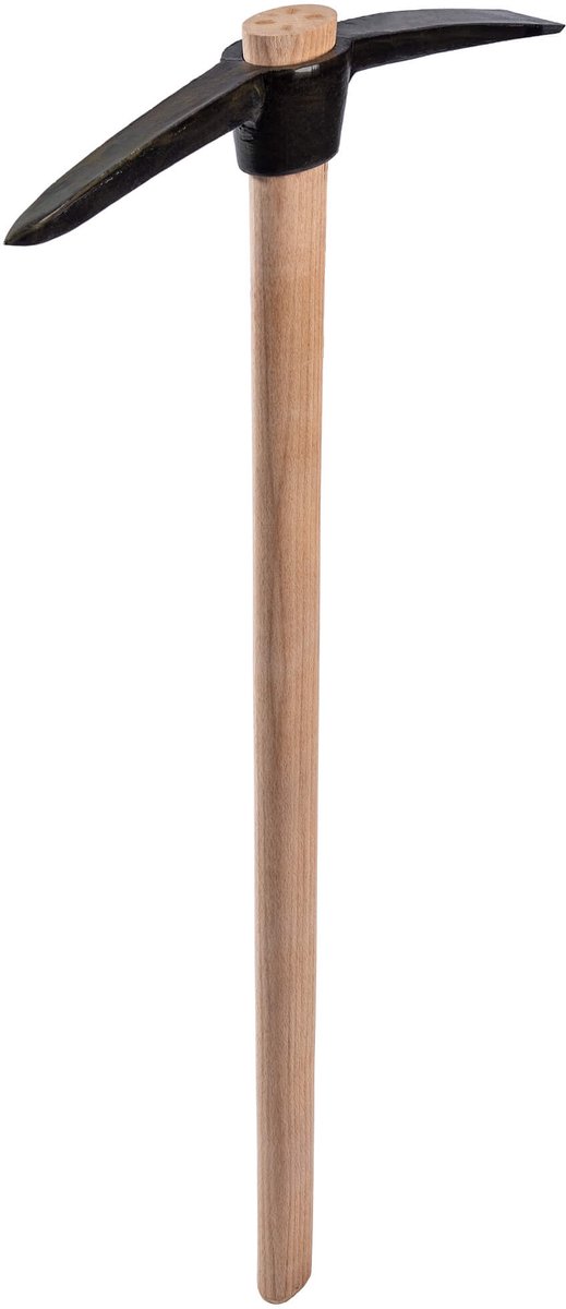 KADAX Puntige haak met houten handvat, punthaak van duurzaam staal, kruishaak met dubbele kop, universele puntenslijper, haak voor het losmaken van de bodem (lengte: 90 cm)