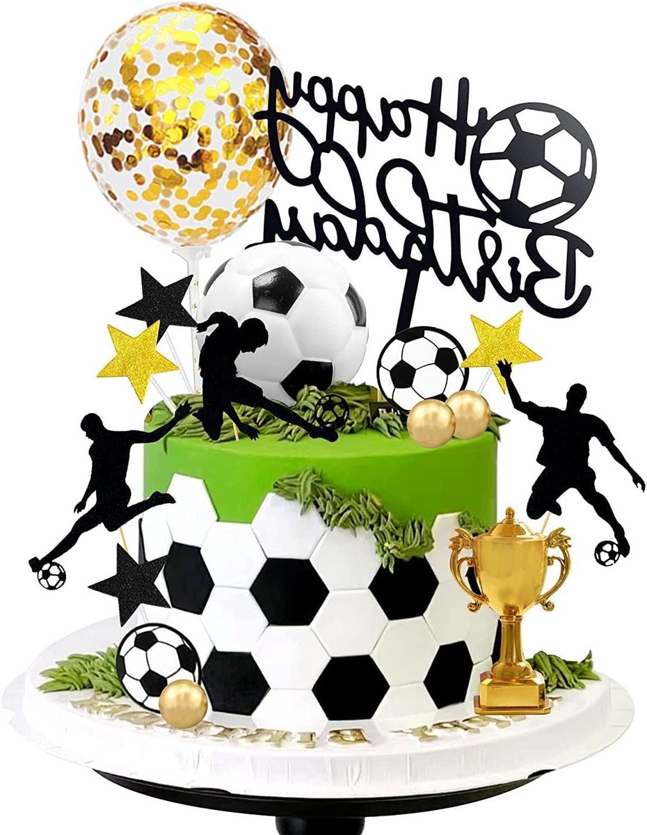 Taartdecoratie - Voetbal thema - Verjaardag taart decoratie voor jongens - Voetbal taarten - Caketopper - Feestelijk 3D figuur taartversiering - Kinderfeestje