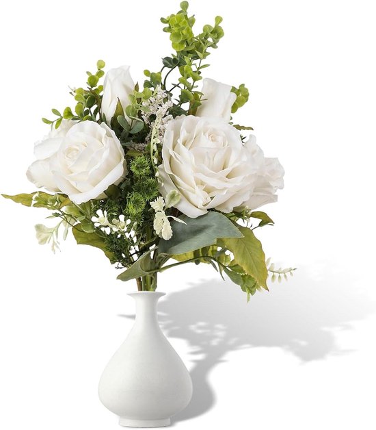 Grote vaas met kunstbloemen | Levensechte zijden bloemen