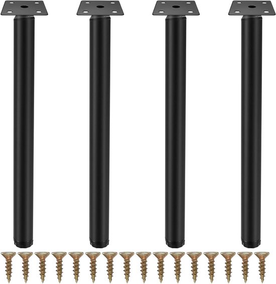 Verstelbare metalen tafelpoten, set van 4, vervangende poten voor bureau, stoel, bank, kast, dressoir, bed - 40 cm hoogte - witte afwerking