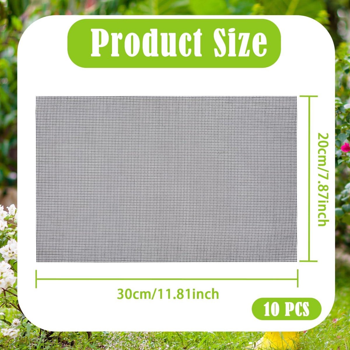 IUVYTA Set van 10 drainagematten van gaas voor potgaten, rond en vierkant, om bodemverlies te voorkomen, ademend, voor bonsai, tuingereedschap, mesh-kussen voor bloempot, 5 cm vierkant
