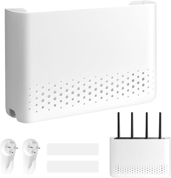 Modemhouder Voor Aan De Muur - Kabelmanagement Oplossing Voor Wifi Router Verborgen Kabels Beige