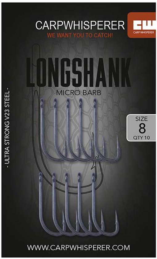 Carp Whisperer - Longshank Haak - 10 stuks - Haak Maat: 8 - Micro Barb van Merkloos — afbeelding 2