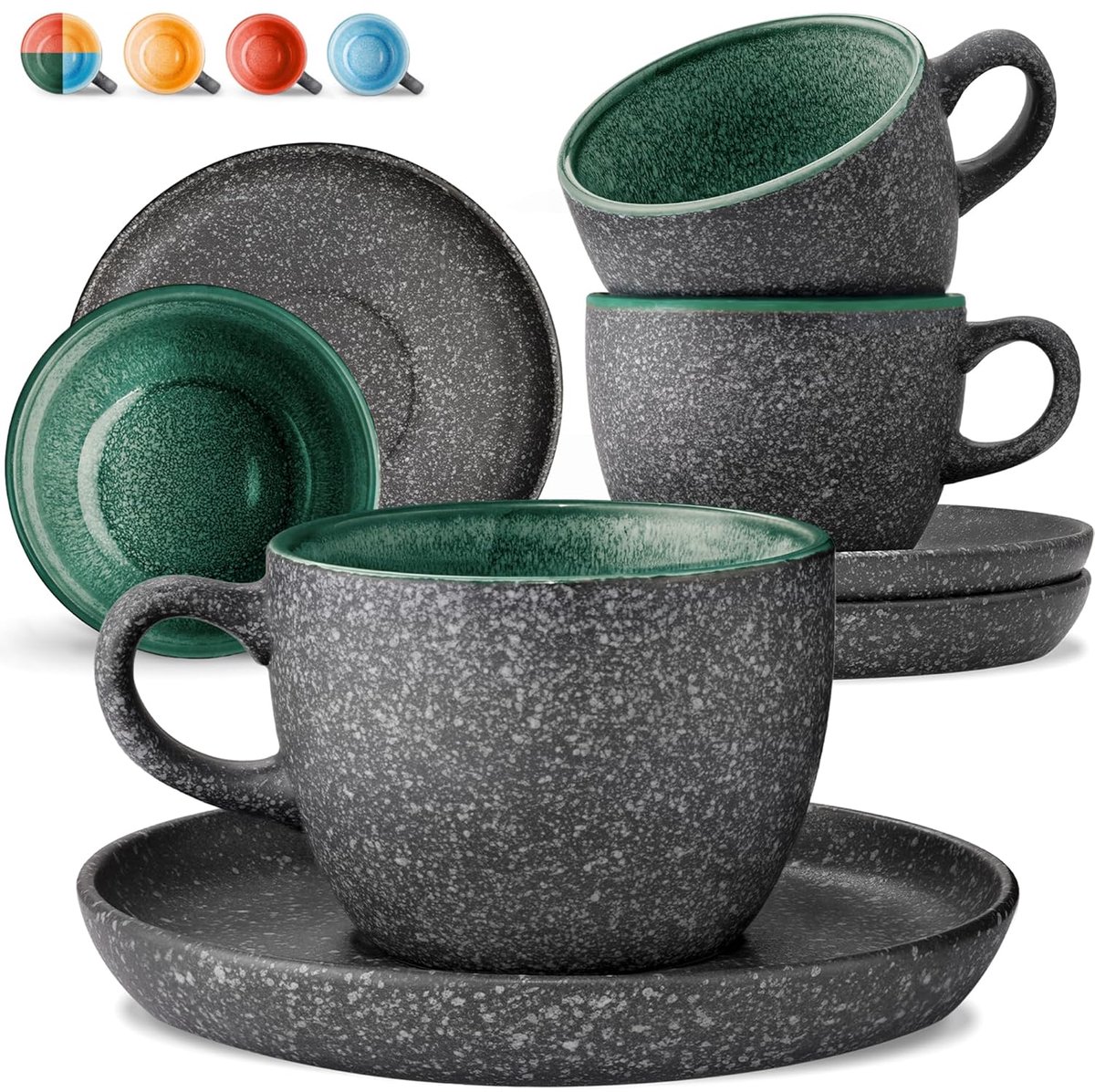 Stijlvolle cappuccinokopjes - set van 4 - keramiek - 200 ml