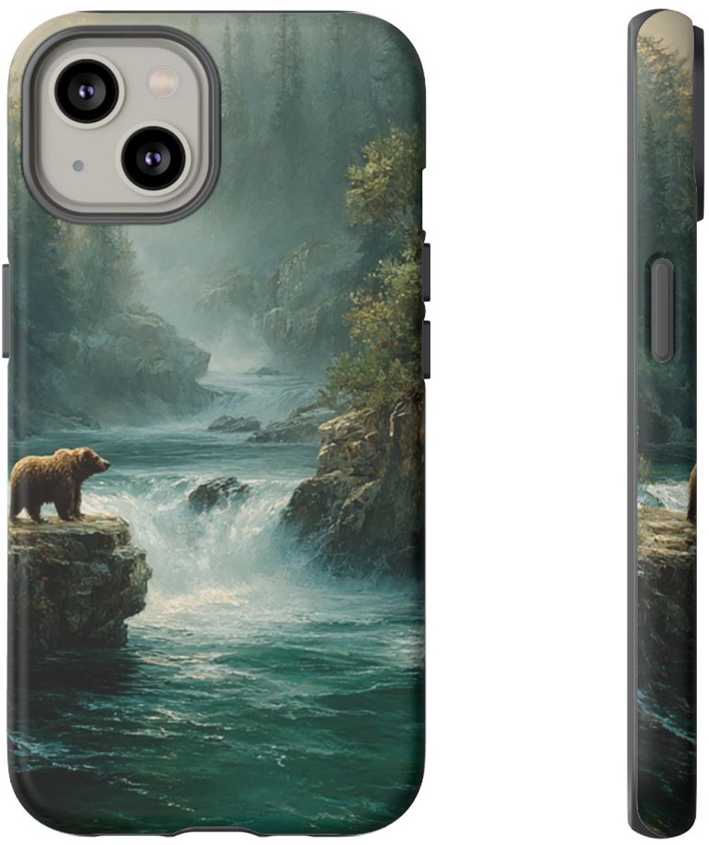 Bruine Beer bij Stromende Rivier – Telefoonhoesje Geschikt voor iPhone 14