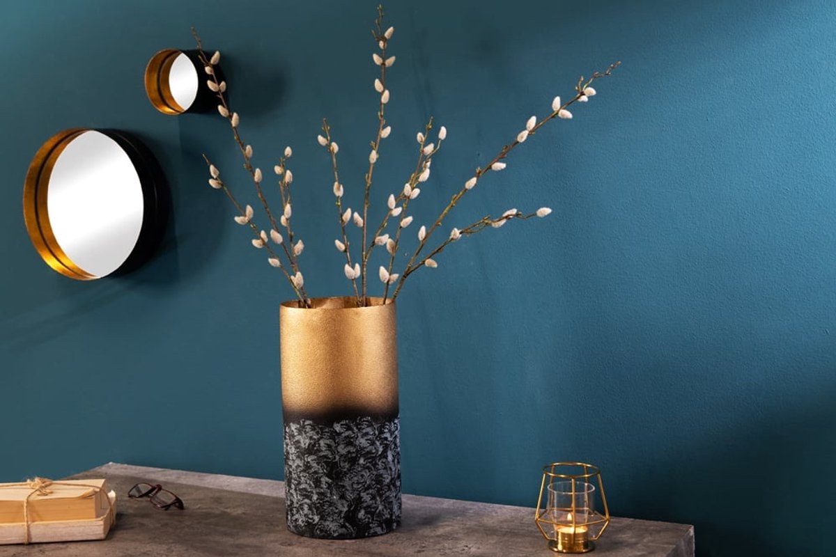 Decoratieve vaas ABSTRACT 30cm goud metaalpatina handgemaakt - 42241