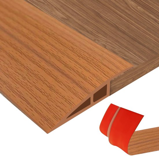 2m * 5cm PVC Overgangsprofiel Hoogtecompensatie Zelfklevend, Overgangslijst Vloerovergangsprofiel voor Hoogteverschil van 5~10mm, Overgangsstrip voor Vloeren en Laminaat (Lichte Houtnerf