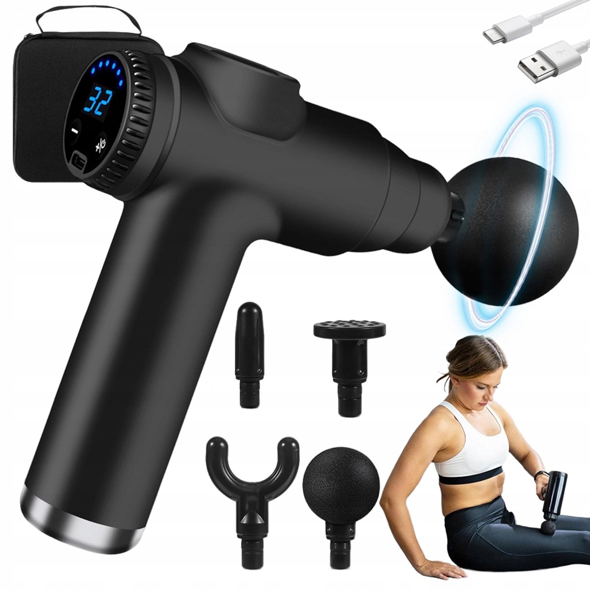 Mini Massagegun 32 Snelheden 3500 tpm met LCD-scherm - Mini - €24,99