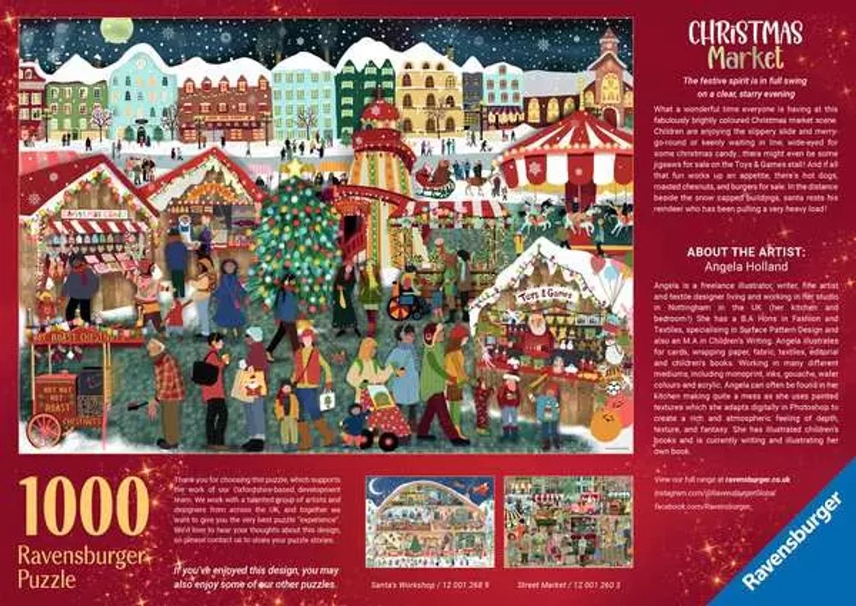 Ravensburger kerstmarkt legpuzzel 1000 stukjes - puzzel volwassenen. — afbeelding 2