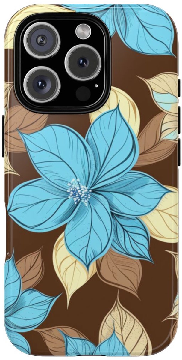 Turquoise en Beige Bloemenpatroon – Telefoonhoesje Geschikt voor iPhone 16 Pro