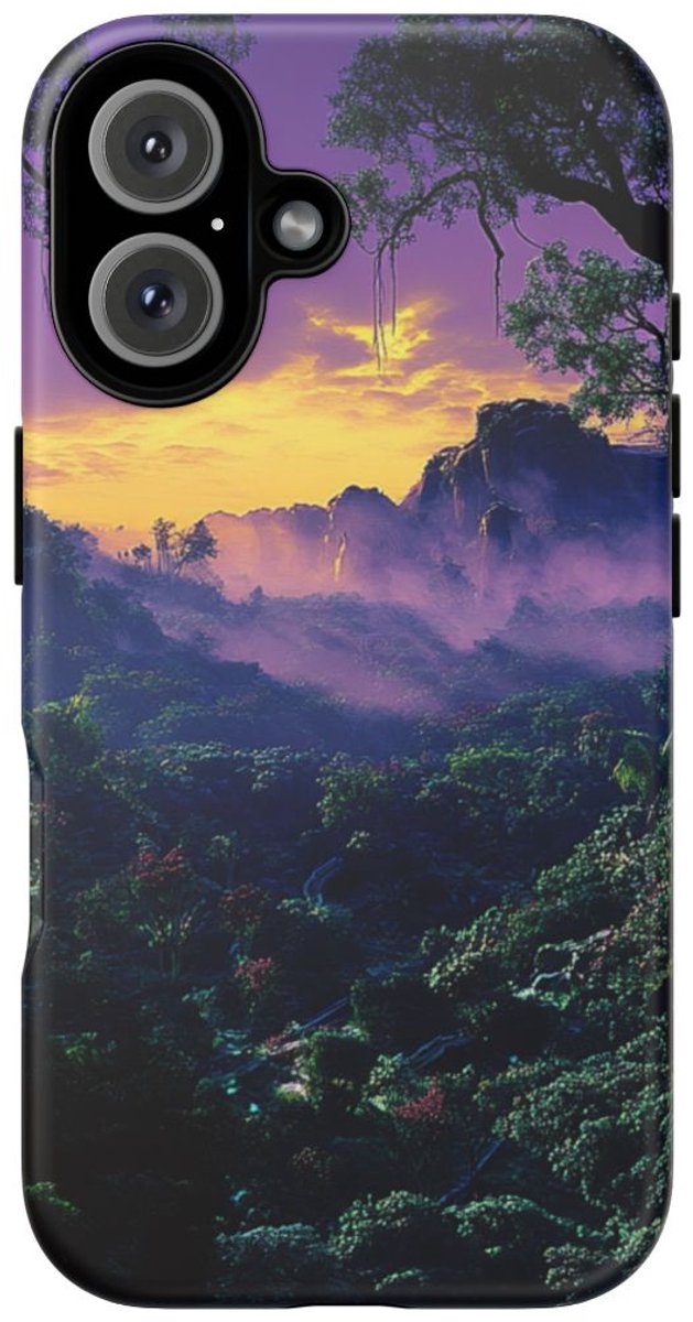 Sprookjesachtige Jungle Zonsondergang – Telefoonhoesje Geschikt voor iPhone 16