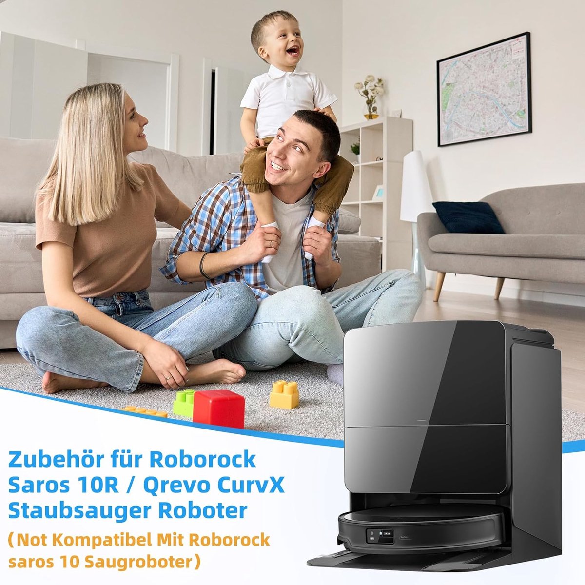EOVWAEO 28 stuks accessoires voor Roborock Saros 10 stofzuigerrobot, reserveaccessoires, 2 hoofdborstels, 4 dweilpads, 4 zijwisser, 4 filters, 6 stofzakken, 6 zijborstels, 1 reinigingsborstel, 1