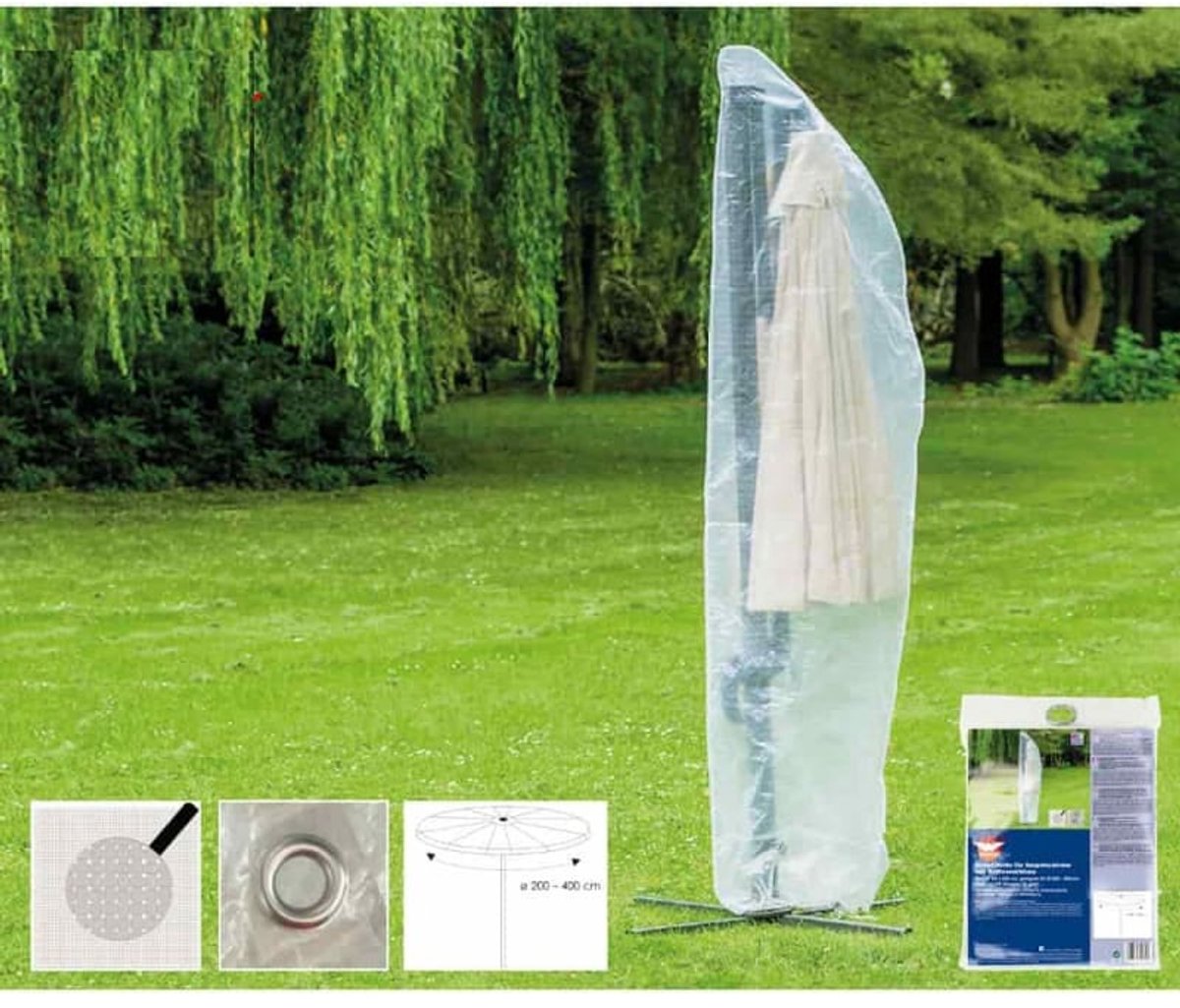 Parasolhoes zweefparasol, transparant, 265cm - Boni-Shop