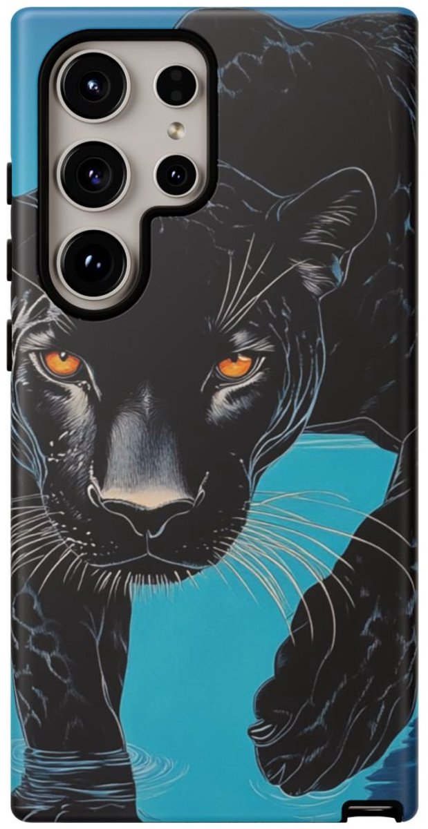 Zwarte Panter bij het Zwembad – Telefoonhoesje Geschikt voor Galaxy S24 Ultra