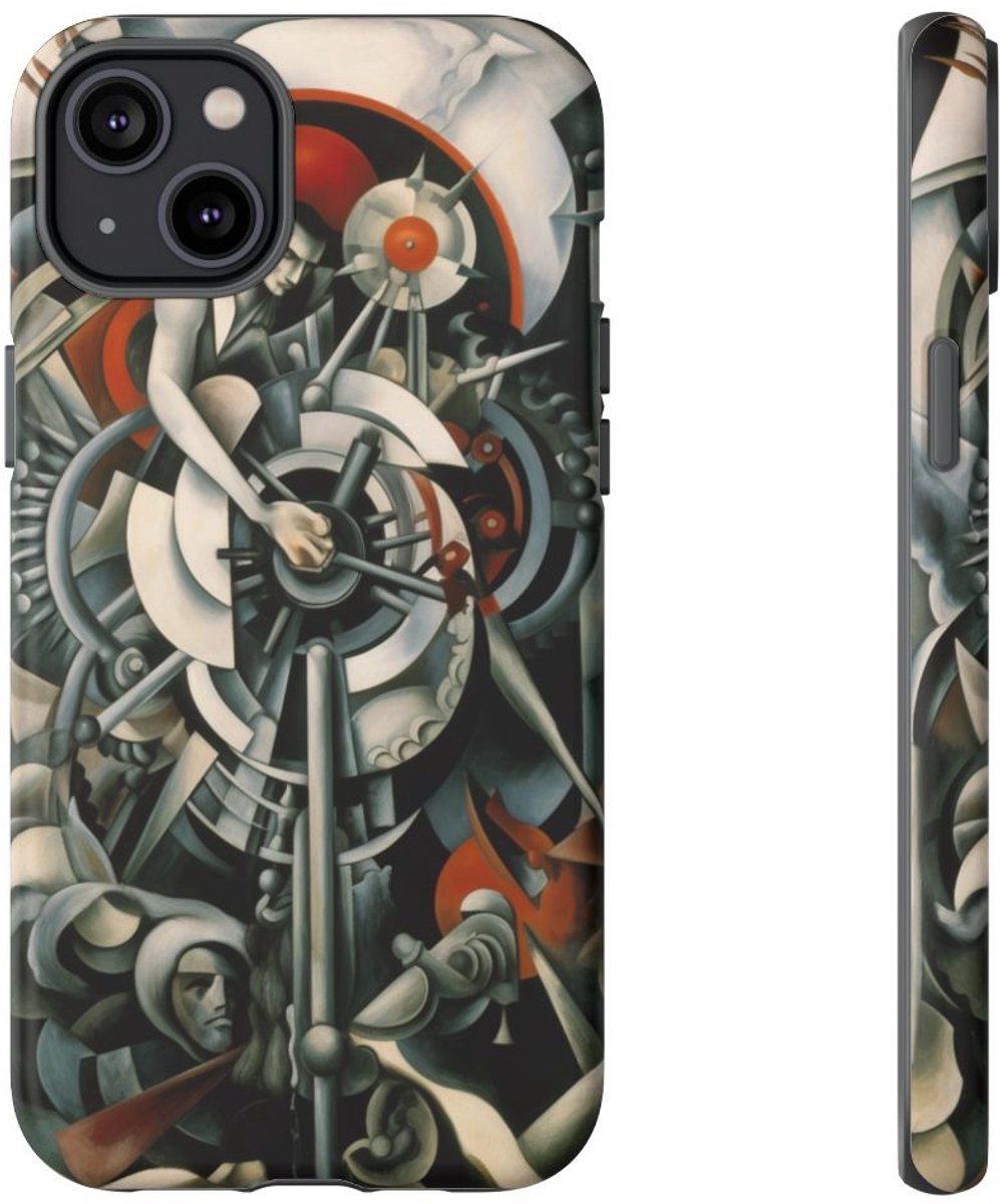 Abstracte Geometrische Man bij Machine – Telefoonhoesje Geschikt voor iPhone 14 Plus