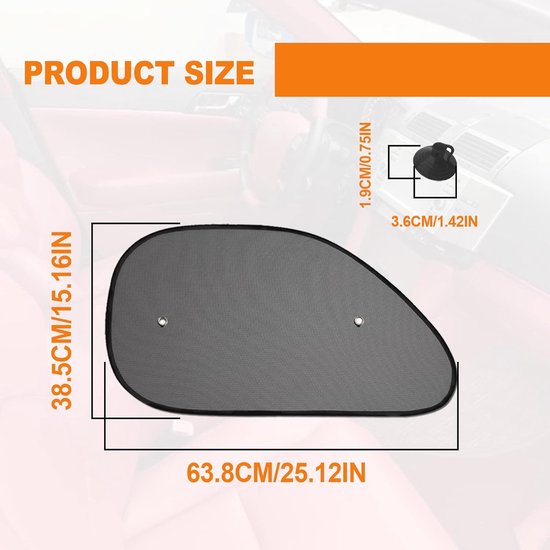 Zonnescherm Auto Baby - 2 stuks - 65x38cm - Zonnescherm Auto - Zonwering Auto - 180° draaibaar - Zonwering auto kinderen - Zonwering Raam - Auto Zonnescherm - Zonnescherm Auto Zijruit - Uv Protectie - Zonwering Zijruiten - Met Zuignappen - Zwart van Merkloos — afbeelding 5